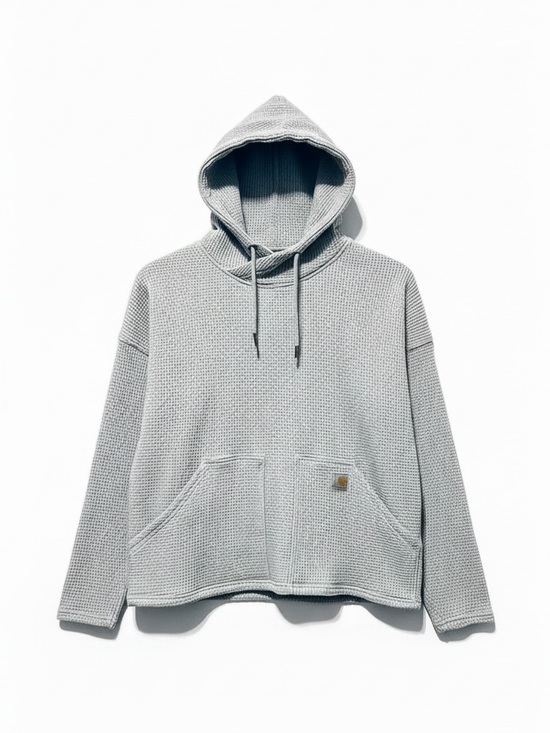 Carhartt Tops - Carhartt Waffle Knit Hoodie Relaxed Fit Pullover Gray Kangaroo Pocket L